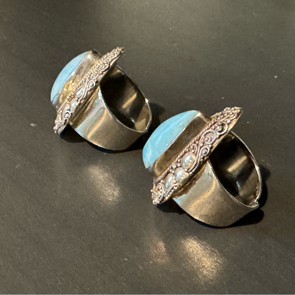 Larimar, Teardrop, Adjustable Ring - image 7